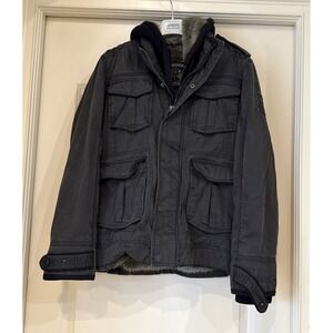 BKE Buckle Black Label Faux Fur Sherpa Lined Gray Corduroy Sz M JacketChore Coat